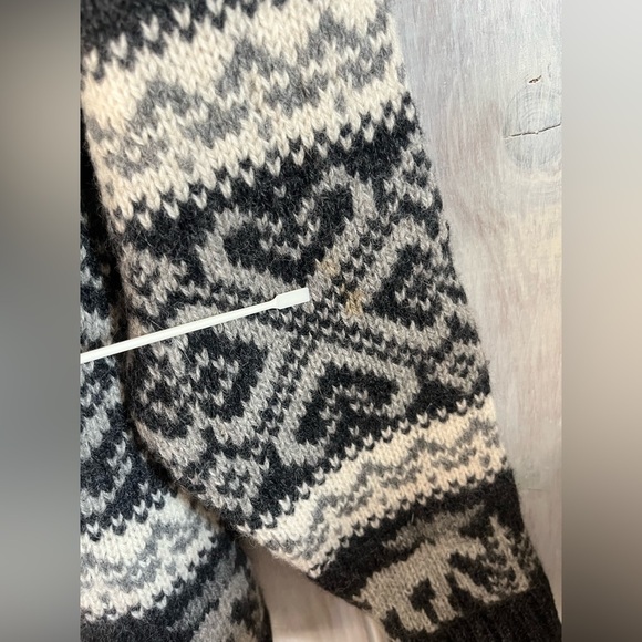 Eddie Bauer 100% Wool Sweater Vintage 1992 Fair Isle Moose Gray M Unisex NOVELTY - Picture 4 of 9